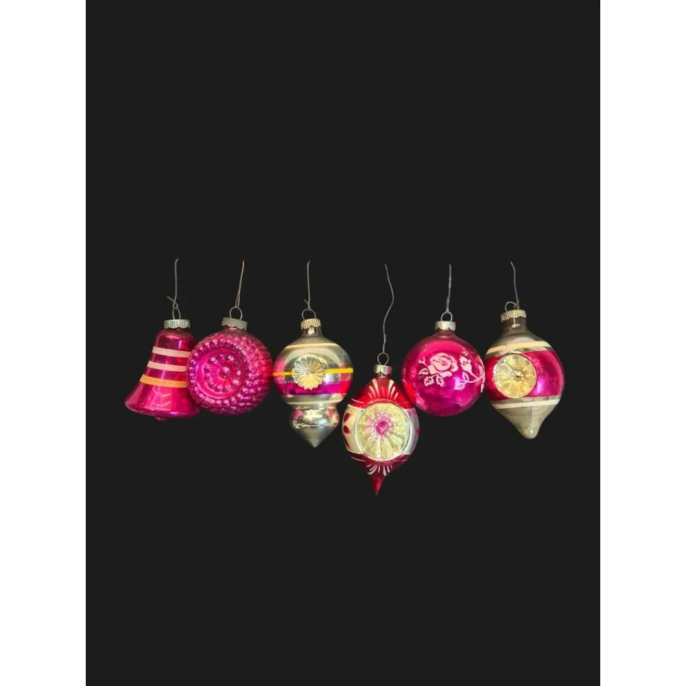 Vintage Shiny Brite Ornaments double Indent Bell Teardrop Mercury Glass bulbs 6 - Picture 3 of 16